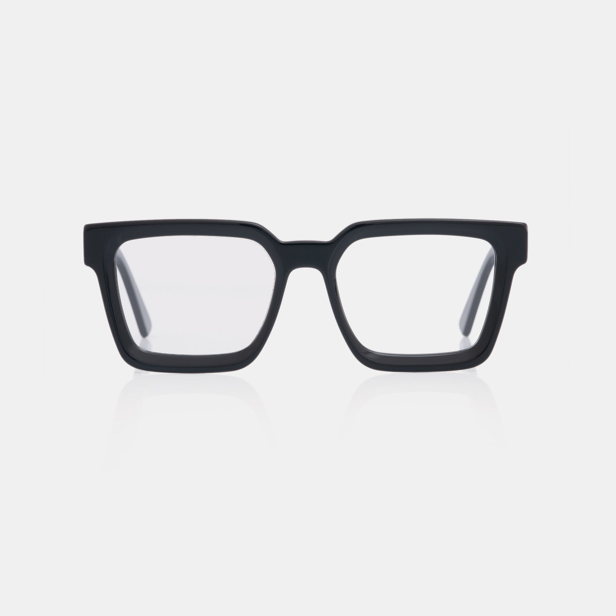 Bilbao Black eyeglasses – bold square frame in polished black acetate.